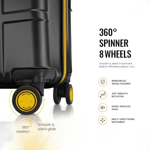 Image of SNITCH Blink 2Pc Set Grey Polycarbonate Hard Travel Suitcase - Trolley Bag Set of 2 & Luggage with 8 Wheels, Premium Lock, Wet & Dry Pouch & Free Shoe Bag