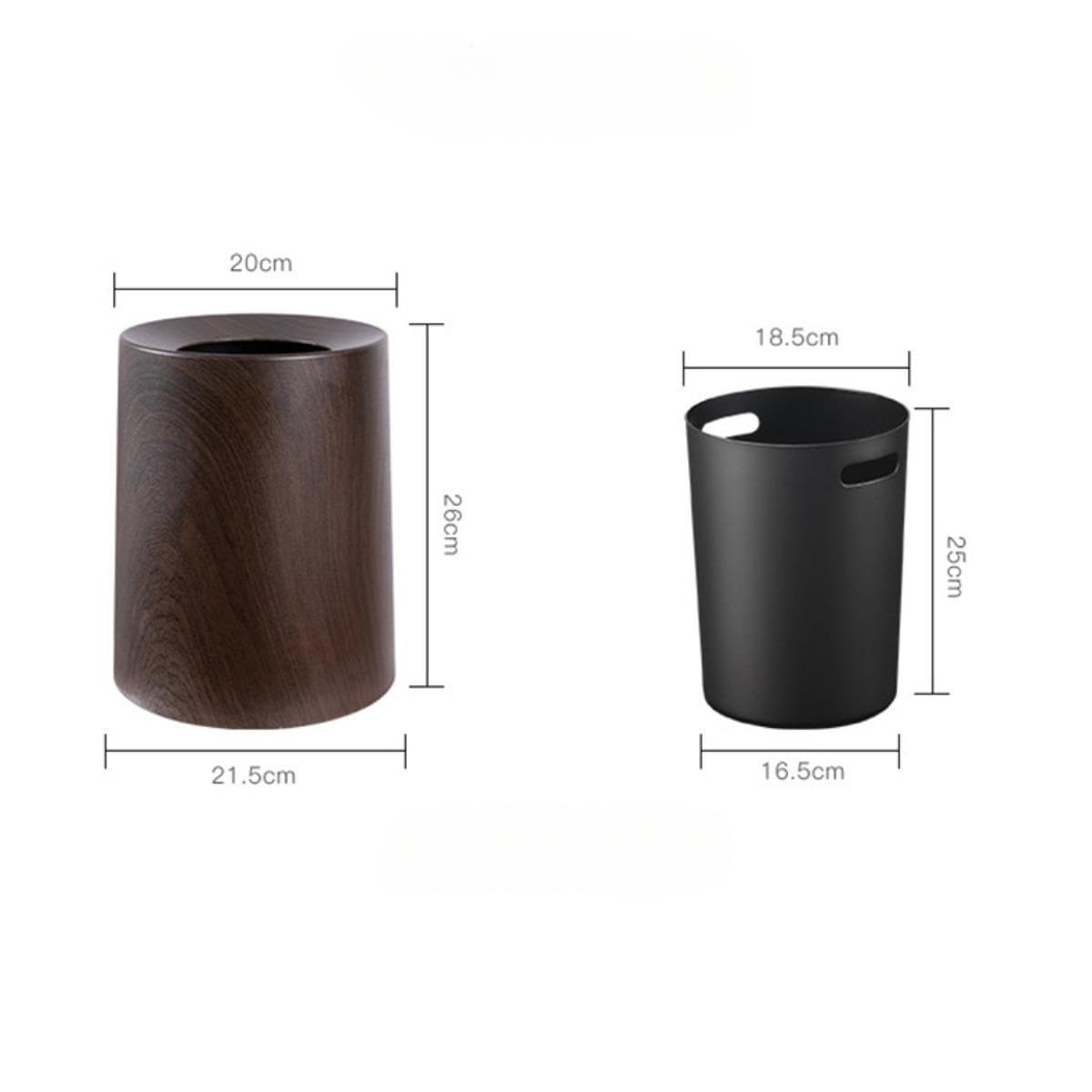 Cestino Gettacarte Decorazione Legno Pattumiera Rotonda Contenitore Carta Bidone Portatile per Bagno Camera Cucina Studio Adatto a Arredamento Interno, S