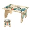 Step stool for toddlers personalized wood kids step stool with name for kitchen sink bathroom potty training toilet kitchen sink sturdy and safe made in usa by bloomowl woodland friends  urban country home decor
