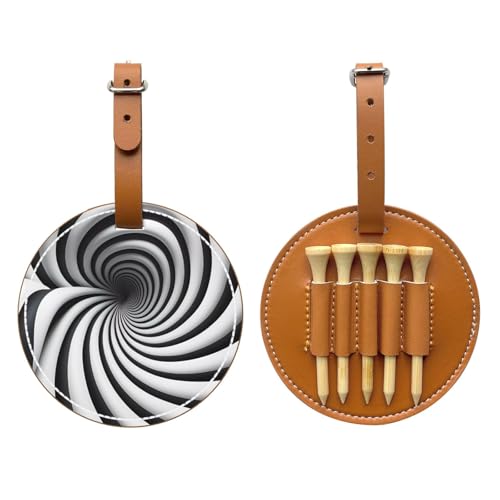 Spiral Optical Illusion GIF Brown Printed Golf tee Storage Bag - Portable Design, Easy to Organize tee