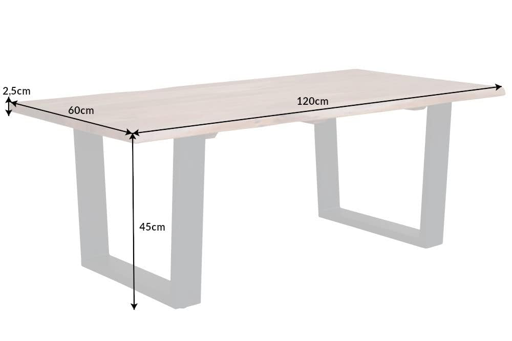 Riess Ambiente Massivholz Couchtisch Mammut 120cm Akazie Natur U-Gestell schwarz 2,5cm Tischplatte