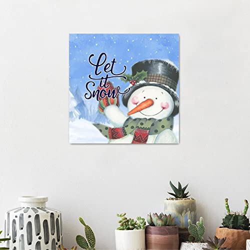 Plaque en bois Let It Snow de Noël rustique pour déco murale - 5