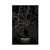 Phuket Thailand Stadtkarten-Poster, Leinwand-Poster, 