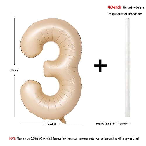 Image of 40 In Caramel Number Balloons 3 Helium Foil Mylar Balloon