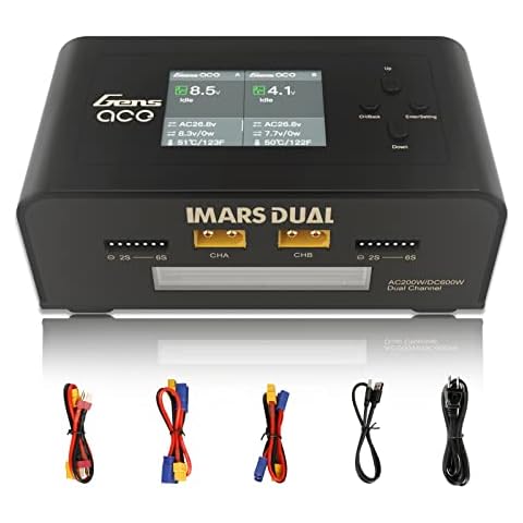 Gens Ace Lipo Battery Charger Imars Dual Smart Lipo Charger 15A AC 200W DC 600W RC Charger（Black） Cover