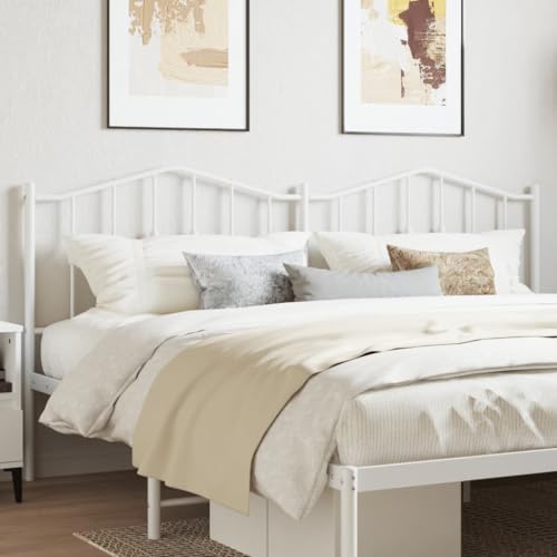 QUAHEAS Tête de lit de rechange en métal laqué blanc de 160 cm de large, design robuste pour chambre à coucher, soutien stable