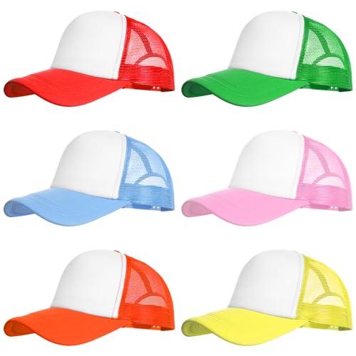 Image of 6 Pack Trucker Hat Bulk Mesh Cap for Women Men Adjustable Blank Hats for DIY Sports Outdoor