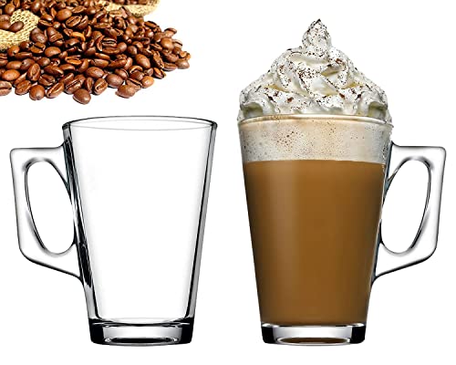 tazas de cafe de Cristal cristal para latte, 2x240 ml de Café Vasos de Té Tazas de Vidrio Borosilicato para Té,Café,Leche,Latte,Macchiato Cover