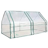 Palm Springs Gardening Cloche Tunnel Greenhouse with Roll Up Doors, 71x36x36-Inch, Waterproof...