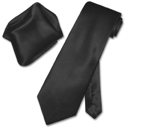 Set de corbata y pañuelo negro 100% seda Biagio miniatura 1