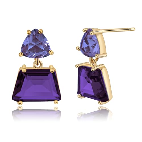 Elaximn Large Hypoallergenic Purple Crystal Dangle Earrings for Women