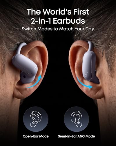Image of Soundcore AeroFit 2 Pro by Anker, Open-Ear and Active Noise Cancellation Modes, Hi-Res Open Ear Headphones for Commute,Office,Fitness, LDAC, 4-Mic AI Clear Calls, 34H, IP55, Wireless Bluetooth Earbuds