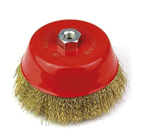 Escova de Aço Copo para Lixadeira, 75mm, Rosca M14, Cerdas em Aço Carbono