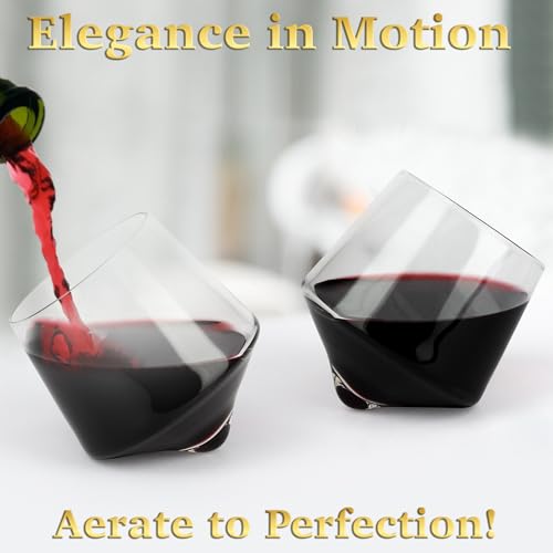 Barbuzzo Rolling Whiskey Glasses (Set of 2) – Hand-Blown Stemless Whiskey Glasses That Roll for Better Aeration – Perfect for a Variety of Spirits, Malts, Highballs and Cocktails – Holds 6.3 Ounces