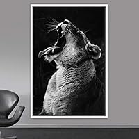 Framed Canvas Wall Art High Contrast Portrait Animals Black and White Contemporary Dogs Duotone Expressive Grey Photography Portrait - 16x24 inches