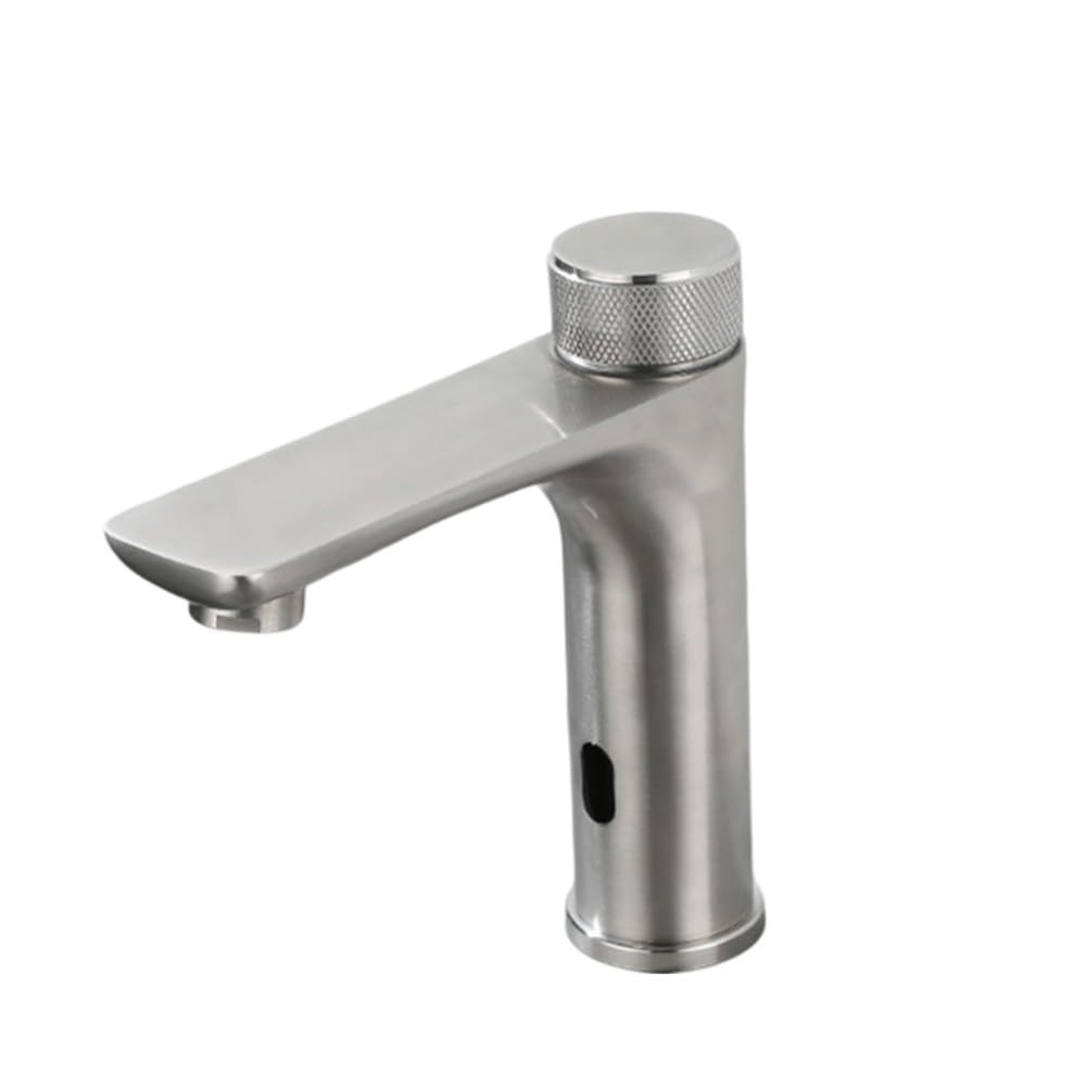 Mezclador de grifo con sensor infrarrojo sin contacto, 304 para grifo de agua fría y caliente de acero inoxidable con perilla ergonómica antideslizante, interruptor automático de sensor para