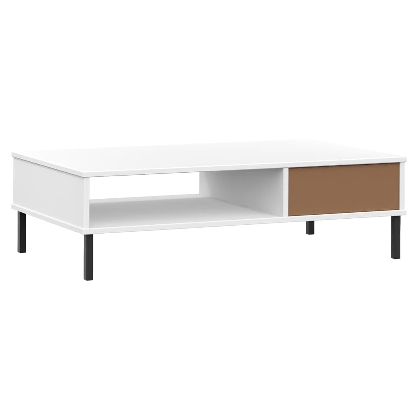 Homgoday Stolik kawowy Metalowe nogi Oslo lite drewno sosna biała, konsola pomocnicza stolik do salonu stolik boczny herbata kawa sofa salon meble meble stoliki kawowe meble