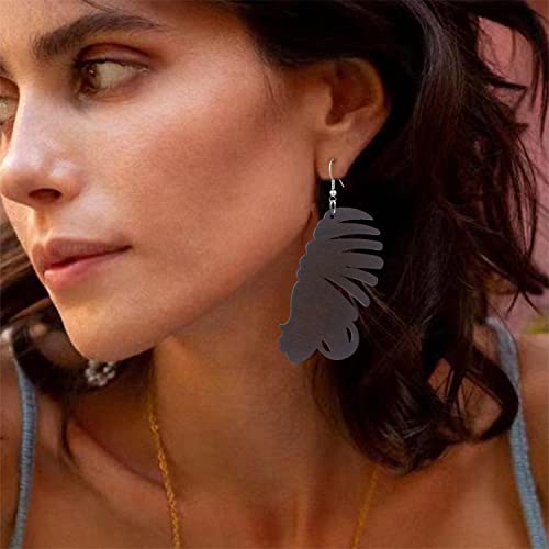 Qupengxu Lightweight African Wooden Drop Dangle Earrings Irregular Bohemian Ethnic Style Earrings For Women Girls (Face) #TOP1
