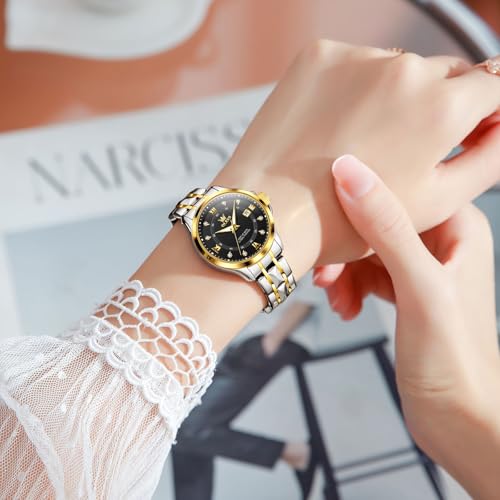 OLEVS Watch Women with Day Date Luxury Stainless Steel Ladies Watch Elegant Small Wrist Women's Dress Watches Diamond Quartz Watches for Women3