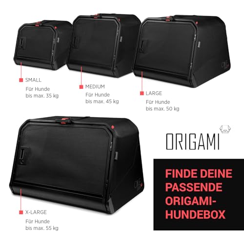 1one1 ORIGAMI Hundetransportbox Auto Alu Size Small | Alu Hundebox Auto Kofferraum | Hundebox faltbar per Knopfdruck & Crash-getestet | Transportbox Hund aus Aluminium & Textil