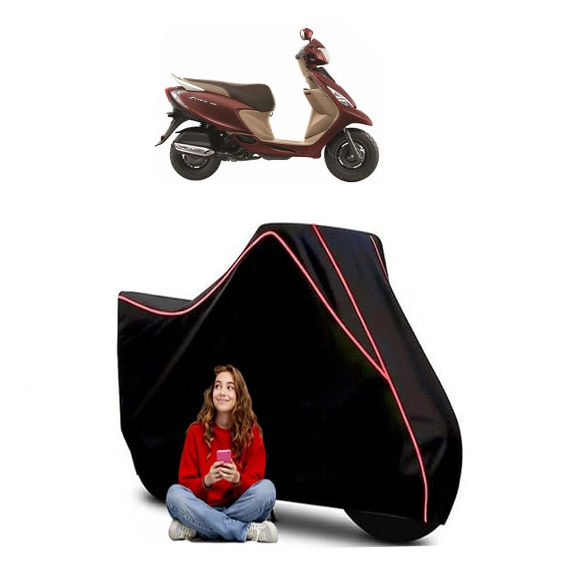 Image of Zest Scooty Bike Cover Water Resistant Outdoor Use Universal Fit Scooters Motorcycles Heavy Duty UV Protection Dust Rain Scratch Resistant Elastic Bottom Black Blue Piping