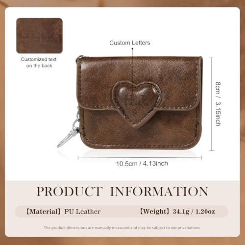 Personalized Women's Wallet with Photo and Name – Custom Initial Flower Purse with Engraving – RFID Zipper Wallet – Birthday Gift for Her, Mom, Wife, Girlfriend, Daughter, F-dark Brown, Modern2
