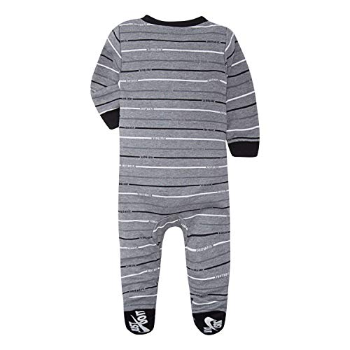 NIKE Children's Apparel Baby Graphic Footed Coverall, Dark Grey Heather/Black Stripe, 3M2