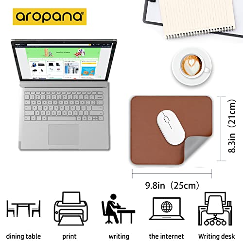Image of Combo Pack - Aropana Vegan Leather Desk Mat Big with Mouse Pad Small, Reversible & Waterproof Edge-Stitched Upgraded (Brown /Grey) 1*Big 31.5 inch x 15.7 inch inches, 1*Small 9.8 x 8.3 inches)