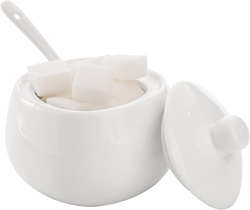 Miniatura 5 de Dicunoy Juego de 4 azucareras y cremas, jarra pequeña de crema con asa para barra de café, azucarero con tapa, cuchara y bandeja, contenedor de