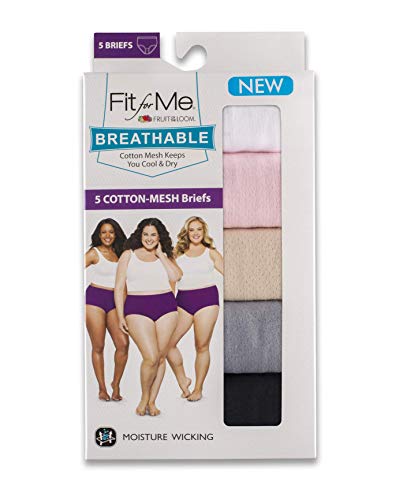 Fruit Of The Loom Women's Plus-Size 5 Pack Fit For Me Breathable Brief, Assorted Color4