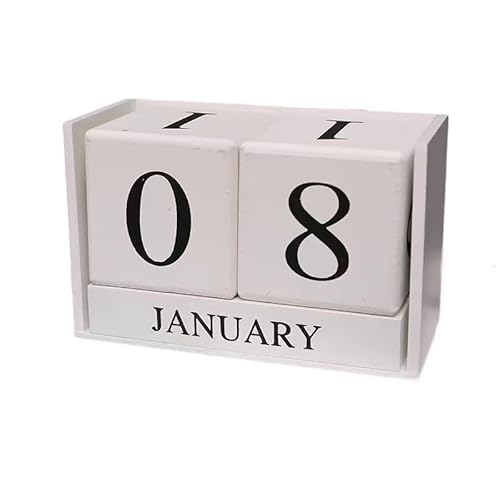 Bloco de calendário perpétuo de madeira, exibição de data de 05 de fevereiro (branco)
