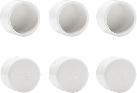 6PCS 1inch White PVC Pipe End Cap Plug Adapter PVC Fitting 1" Socket Fittings SCH40 HE063-1