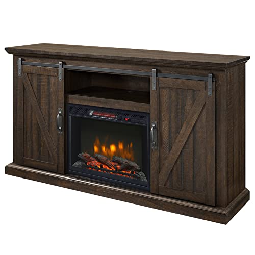Muskoka Langdon 58-in Infrared Media Fireplace in Rustic Brown