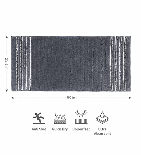 Image of Obsessions Ultra Soft Solid Bath Runner - Premium 1950 GSM Density, Anti-Skid Safety Backing & Superior Absorbency for Quick-Dry Comfort (60x150 cm, Charcoal)