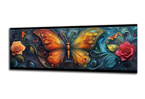 Diamond Painting Adultos Mariposa Diamond Painting Rosa 5D Kits de Punto de Cruz para Adultos, DIY Diamantes Rhinestones Bordado Artes Niños Kit, Decoración Pared Hogar Creativo Regalo 60x180 cm z506