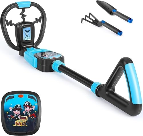 Kids Metal Detector for Boys & Girls 4-10 1lb-Metal Detector Lightweight for Kids Adjustable Stem from 23.6 to 28.3 4-Depth Waterproof Metal Detector with Shovel Rake