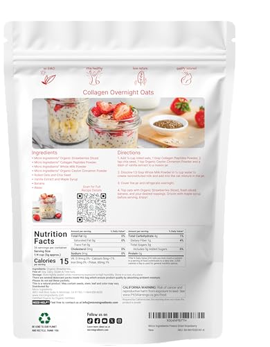 Micro Ingredients Organic Strawberries Sliced, 6.4oz | 100% Natural Fruit | Freeze Dried Strawberry Source | No Sugar & Additives | Healthy Snack & Topping for Beverages or Recipes | Non-GMO, Vegan