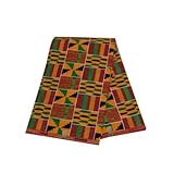 Cotton Ankara Fabric | African Kente Print | Cotton Batik, Double-Sided Printing Cloth Dutch Wax | African Fabric for Head Wrap, African Dance Uniforms for Men, Women, Kids, Choir Stoles