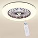 GJWB Ventilateur de Plafond Nordic Fan Light Ventilateur de Plafond LED Invisible avec Lampe Ultra-Mince LED Restaurant pour Enfants Ventilateur de Plafond Éclairage décoratif pour la Maison d'hô