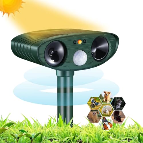 Repelente de gatos para jardín, disuasorio ultrasónico de zorros para jardines, impermeable IP44 con sensor PIR, disuasorio de gatos al aire libre para ardillas, perros, zorros, pájaros