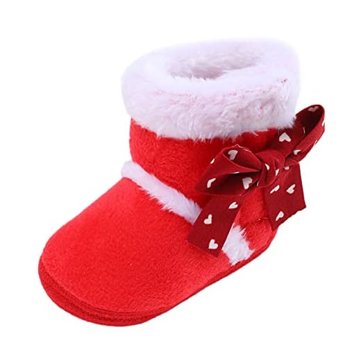 Tamanho 5 Sapatos de caminhada para bebês meninos e meninas botas de neve de pelúcia sapatos de aquecimento de bebê macio tamanho 4k sapatos de bebê, Vermelho, 6-12 Meses
