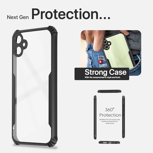 Image of Pikkme Back Cover | Crystal Clear Transparent Back | Ultra Hyrbid | Full Camera Protection | Raised Edge | Bumper Back Case for Samsung Galaxy A05 / M05 / F05 (Black)