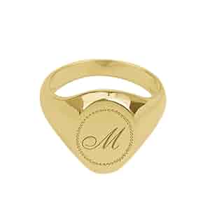 Elefezar 925 Sterling Silver Personalized Oval Signet Ring