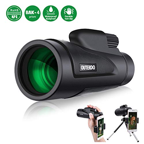 Monocular Telescope, OUTERDO New 12x50 High Power Dual Focus BAK-4 Prism FMC Waterproof