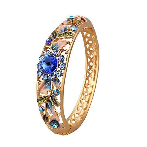 SAJMAKUWLA Cloisonné-Armband Cloisonné-Emaille-Armband mit Strasssteinen, hochwertiges Damen-Armband, modisches Accessoire(Blue)