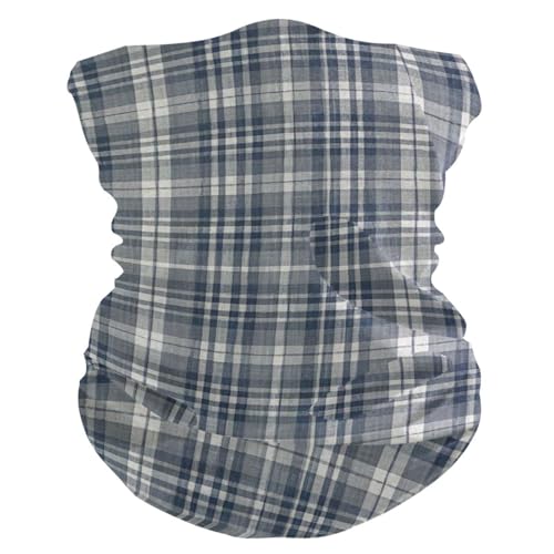 Vintage Buffalo Plaid Checked Grey Four season Wind proof hood womens neck gaiter Lightweight Masks for face for Skiing Hunting halloween costumes mascara para el sol