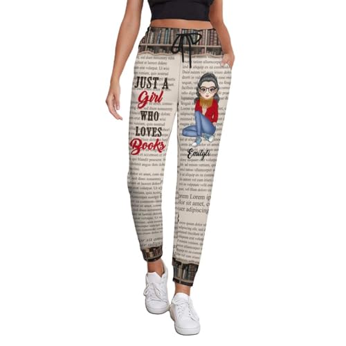 Just a Girl who Loves Books,Personalized Customized Reading Girls Sports Pants, Campus Sports Jogging Pants