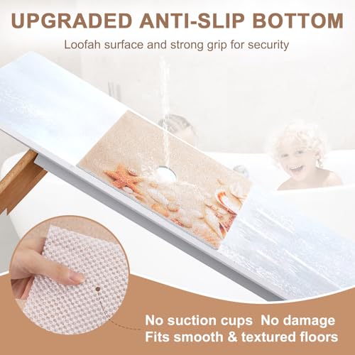 Image of Square Shower Mat Non Slip: 36x36 Inch Extra Large Shower Mats with Drain Hole in Middle -Anti Slip Shower Mats for Inside Shower -Loofah Shower Floor Mat Bath Mat for Shower Stall Bathtub Elderly