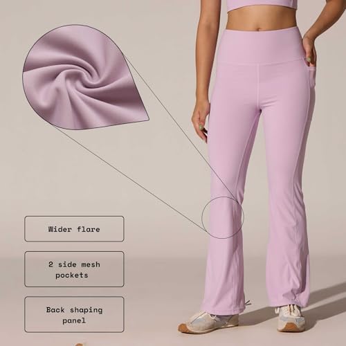 Image of CAVA Women's All Day Flex Flare Pants | High-Waist Flared Yoga Pants with Wide Waistband, 3 Pockets & Anti-Camel Toe | Stretchy, Flattering Activewear for Work & Everyday Wear