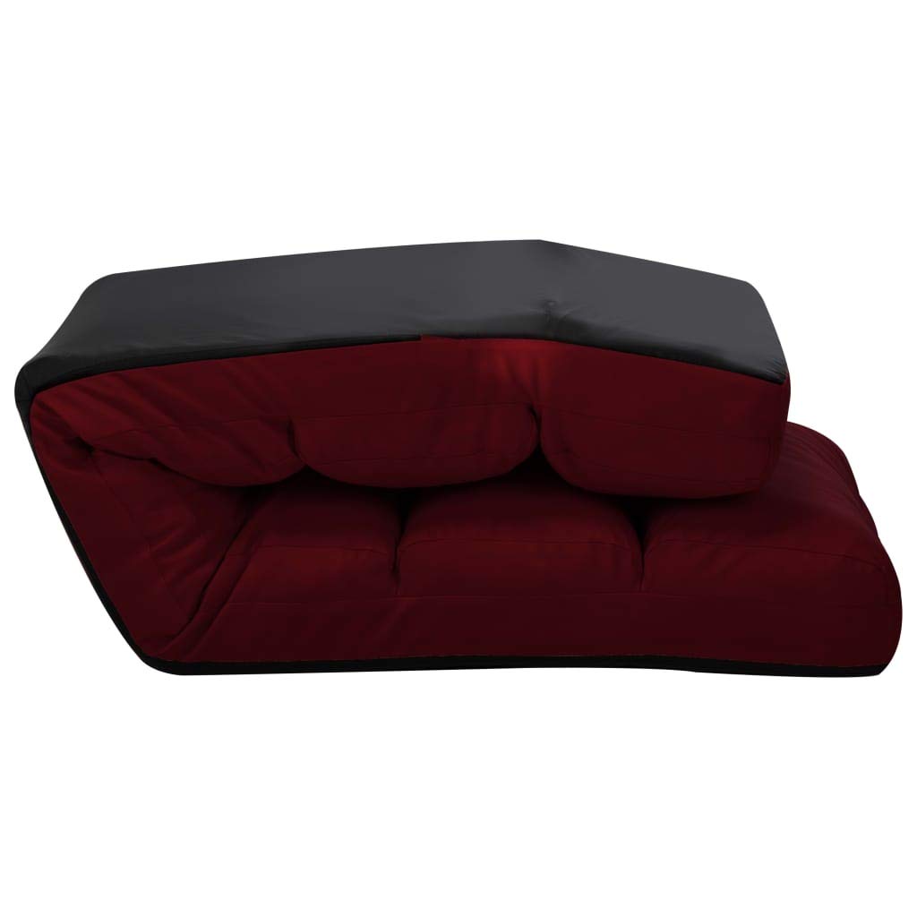 Silla de suelo ajustable plegable de piel sintética – Tumbona plegable de suelo rojo vino como cama compacta para interior y exterior